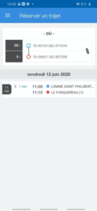 Un pas de plus vers le MaaS à Lille: capture d'écran du calculateur d'itinéraire